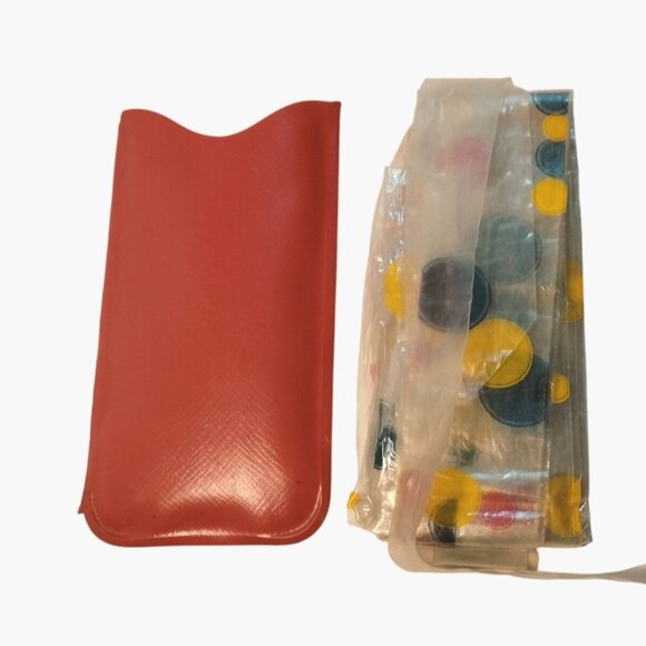 Polka Dot Rain Cover Accordion Folding Red Case Vintage French 1950s Costume - Picture 1 of 4